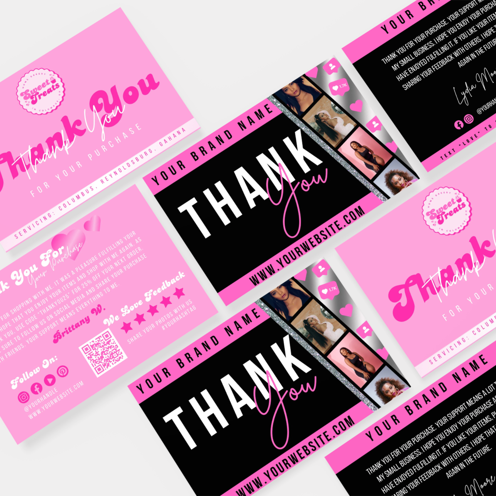 Custom Thank You Cards - Double Sided (Round Edge Option)