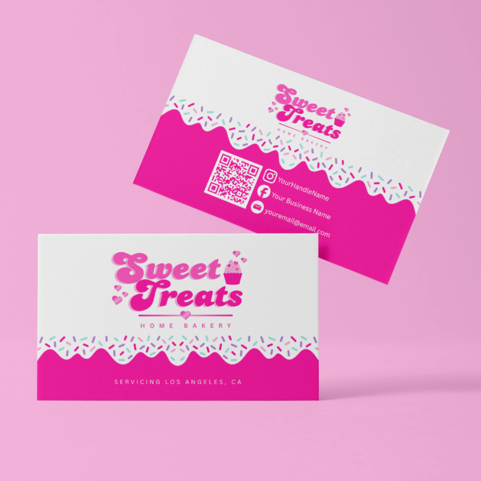 Business Card Template - Easy Edit in Canva -Sweet Treats Theme 41026