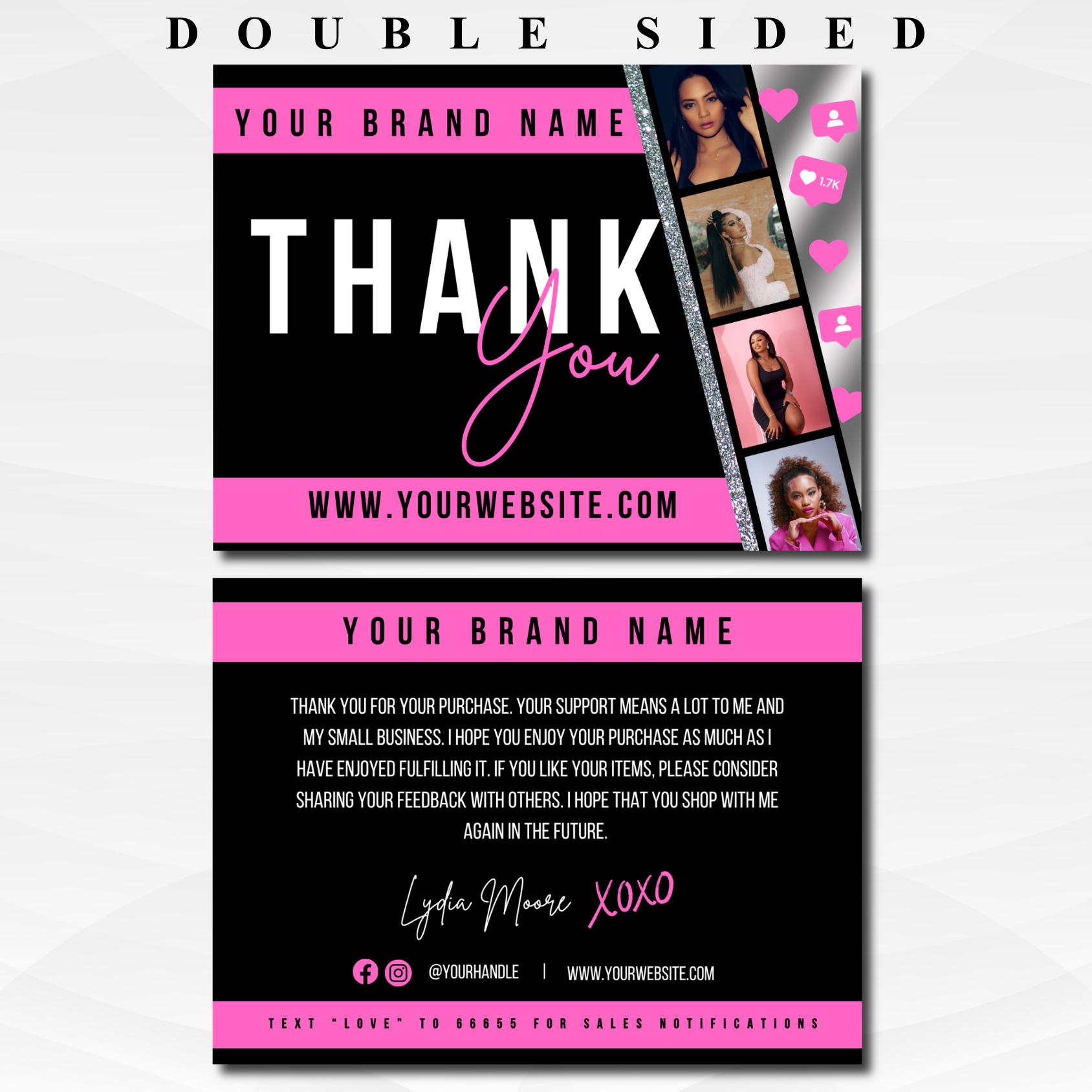 Custom Thank You Cards - Double Sided (Round Edge Option)