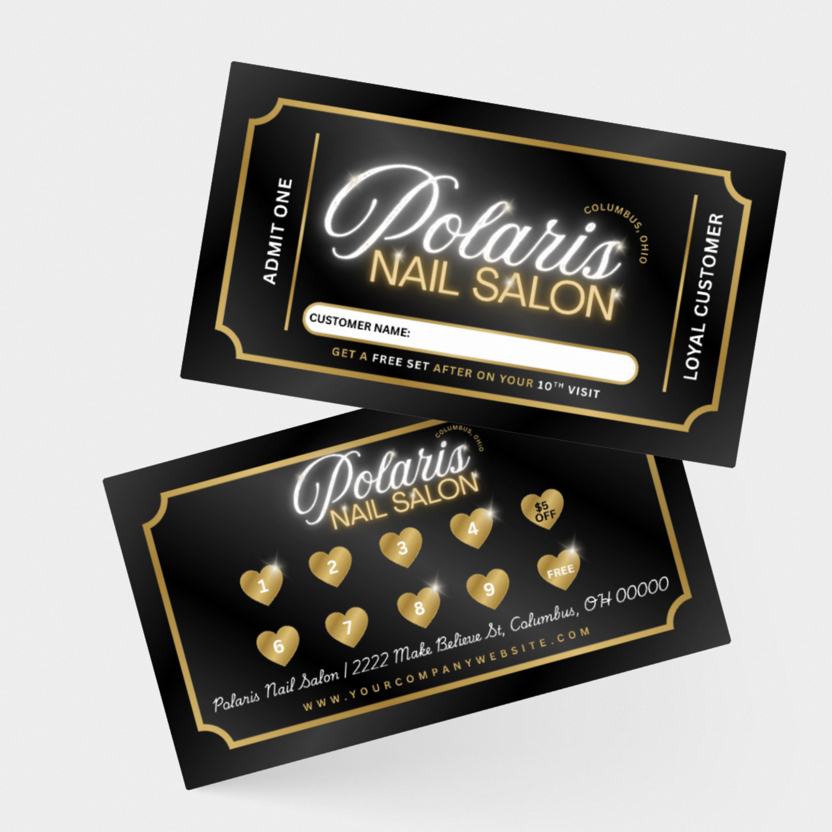 Business Card Template - Easy Edit in Canva - Polaris Nail Salon 52626
