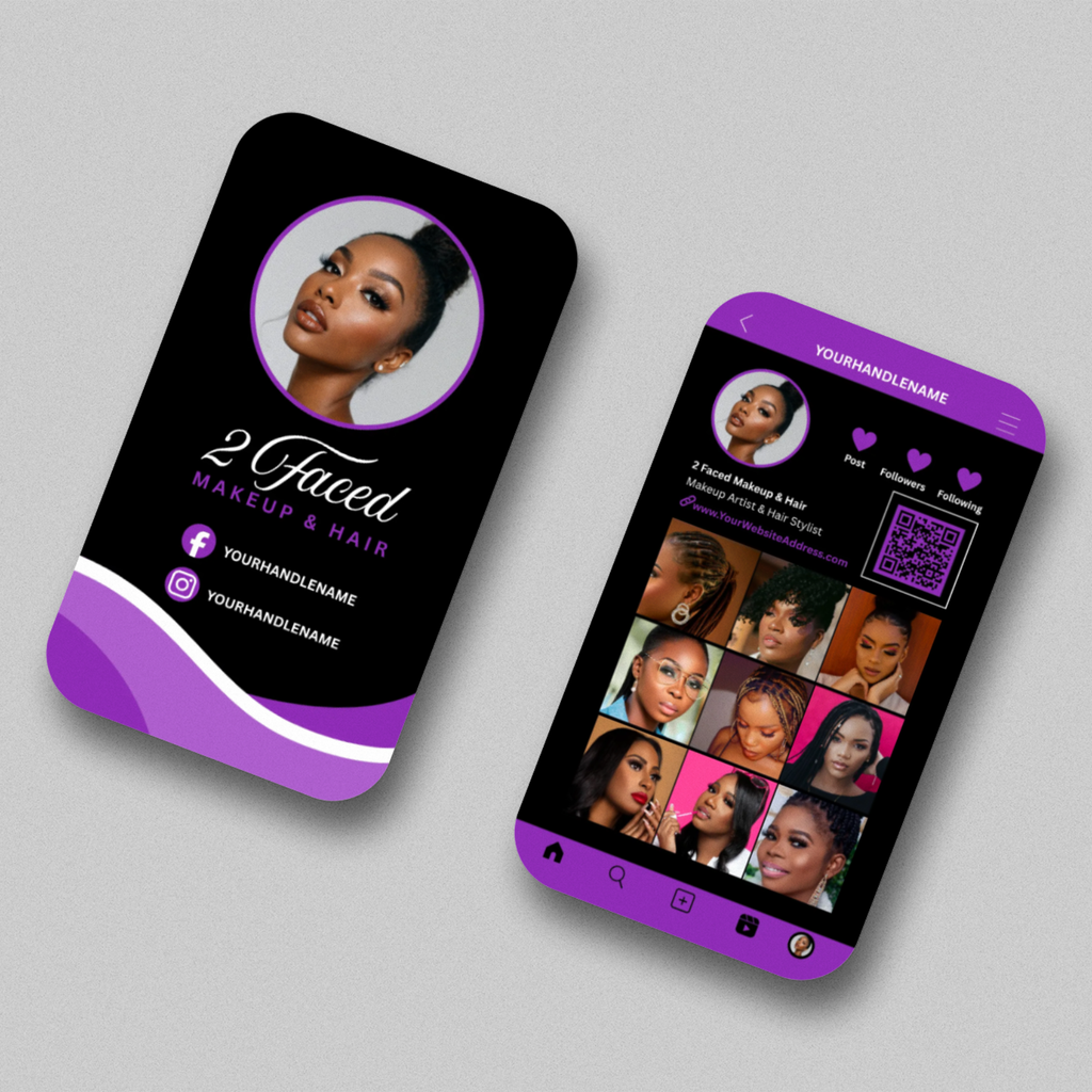 Business Card Template - Easy Edit in Canva - Social Media Theme 41026