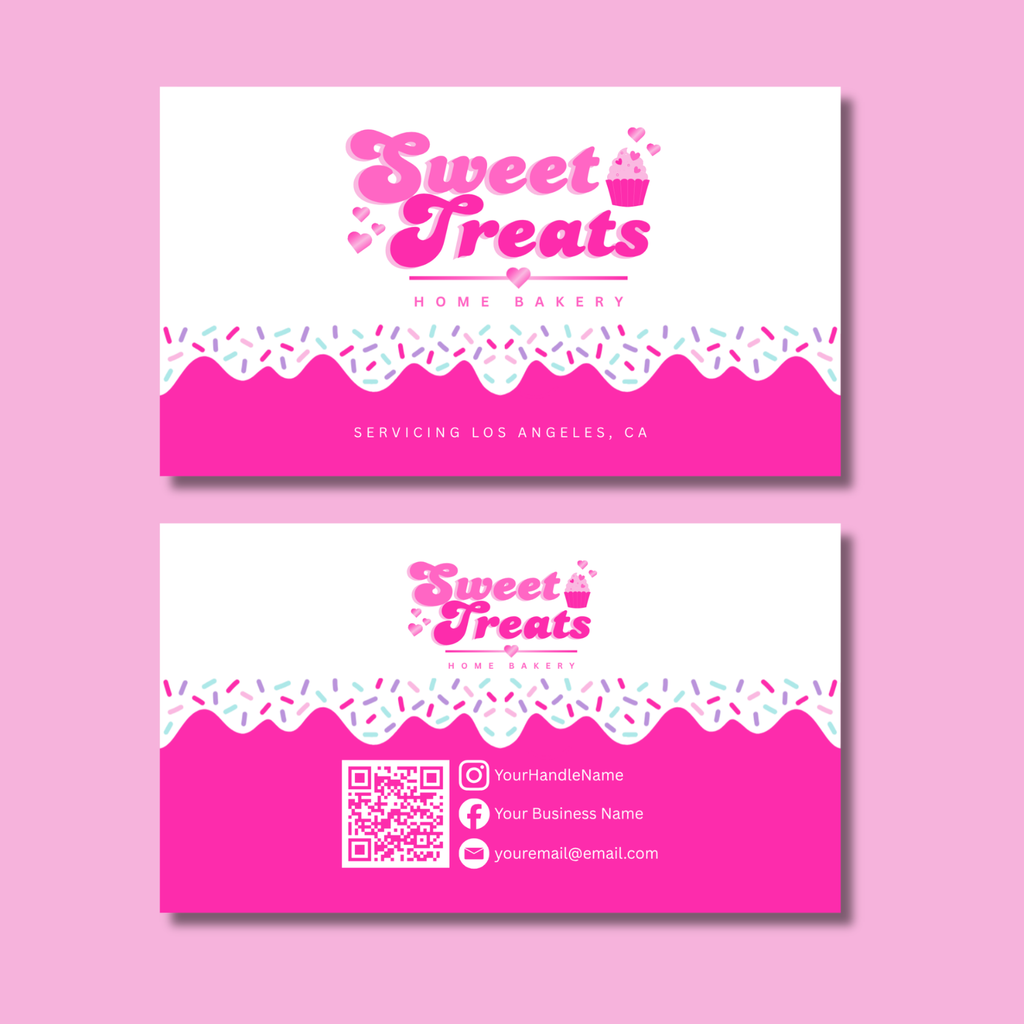 Business Card Template - Easy Edit in Canva -Sweet Treats Theme 41026