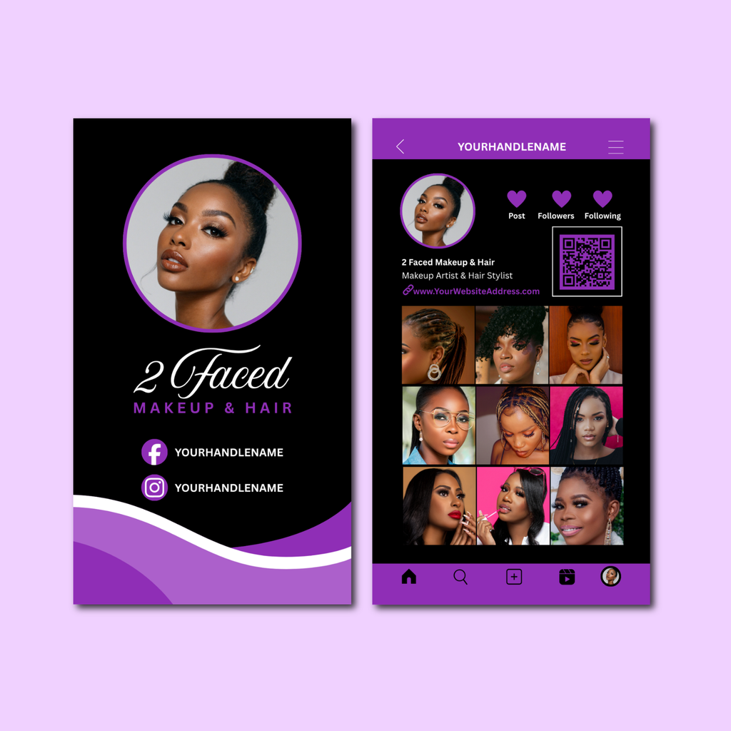 Business Card Template - Easy Edit in Canva - Social Media Theme 41026