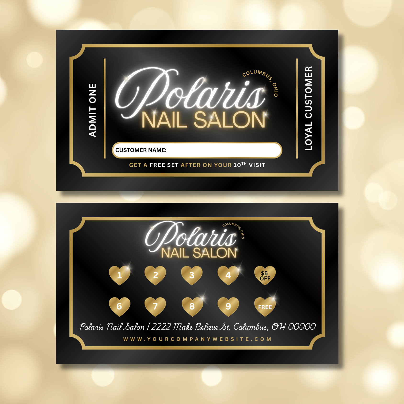 Business Card Template - Easy Edit in Canva - Polaris Nail Salon 52626