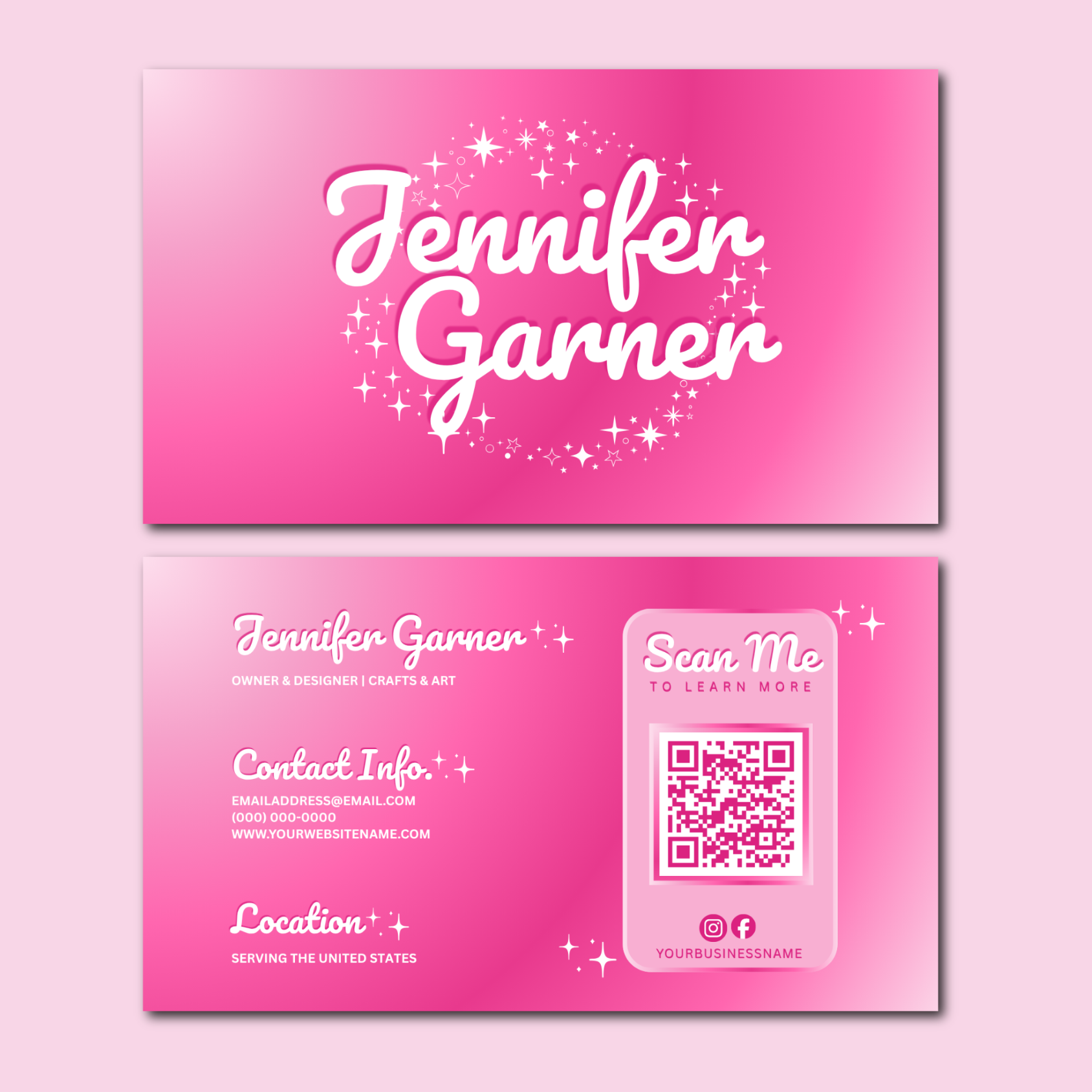 Business Card Template - Easy Edit in Canva - Jennifer Garner Theme 41126