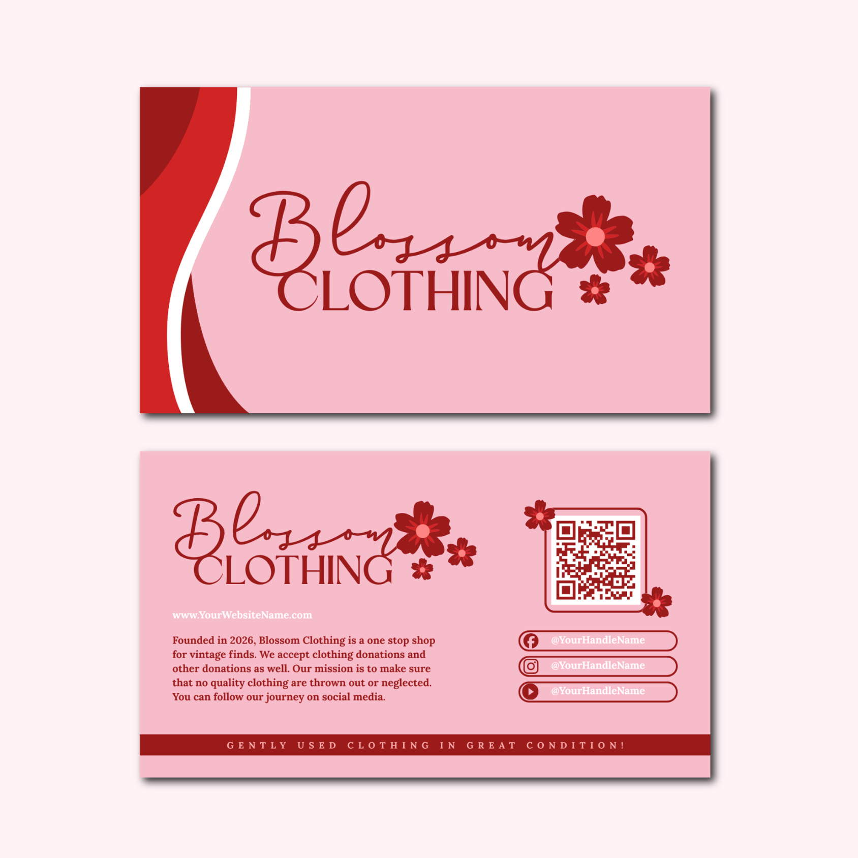 Business Card Template - Easy Edit in Canva - Blossom Clothing Theme 41126