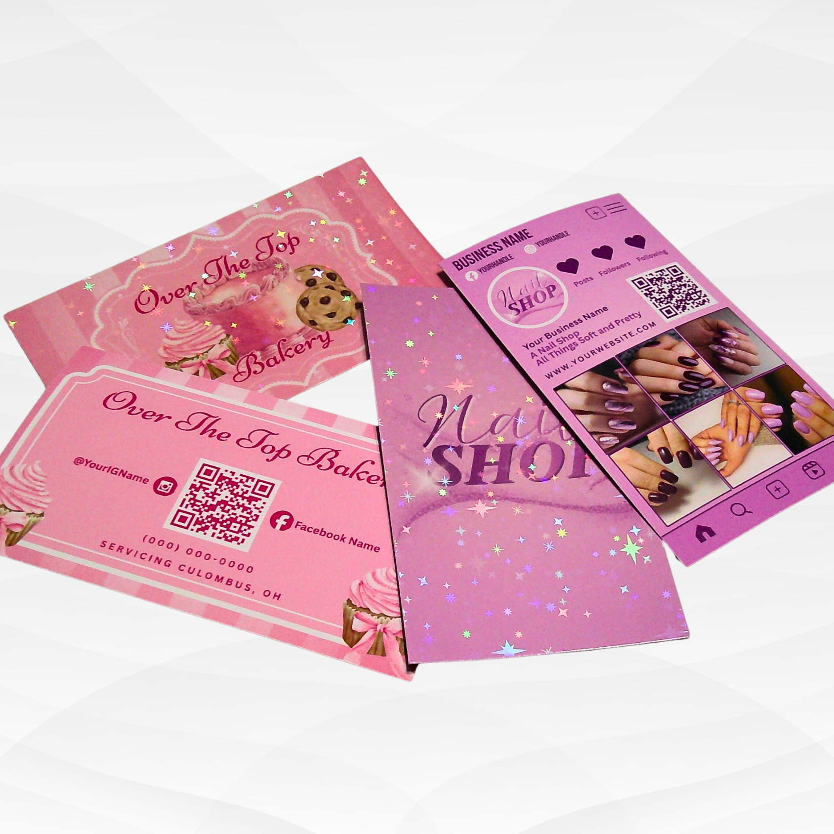 Custom Holographic Overlay Front Business Cards - Glossy