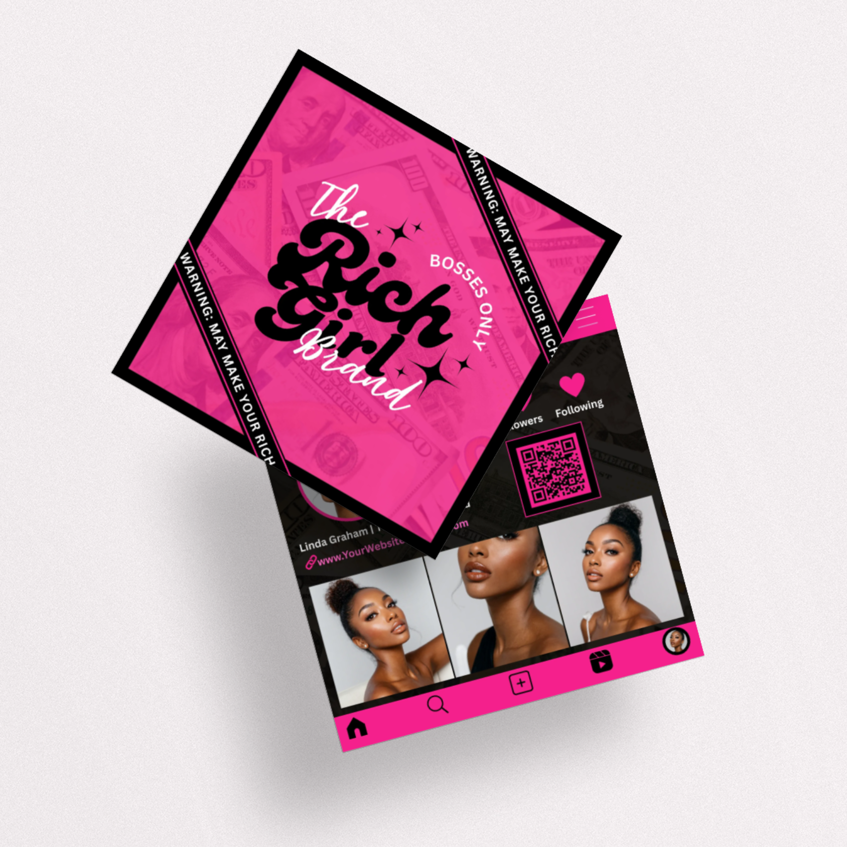 Custom Square Business Cards - Double Sided Glossy, Laminated Front (Round Edge Option)